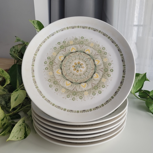 Set of 7 Noritake Progression China Palos Verde 9020 Dinner Plates - Picture 2 of 3